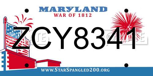 ZCY8341 Maryland License Plate