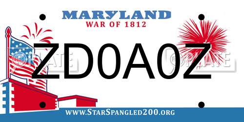 ZD0A0Z Maryland License Plate