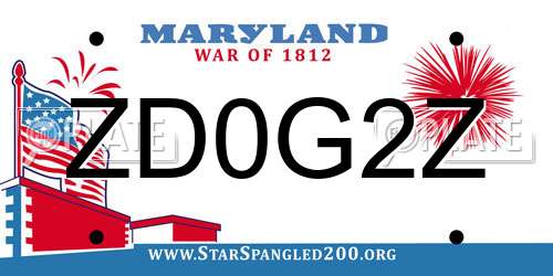 ZD0G2Z Maryland License Plate