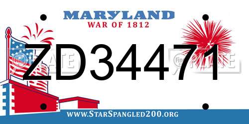 ZD34471 Maryland License Plate