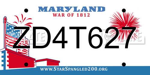 ZD4T627 Maryland License Plate