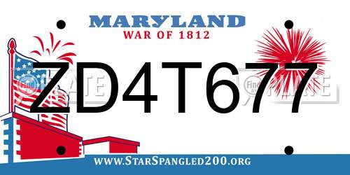 ZD4T677 Maryland License Plate
