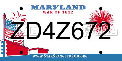 ZD4Z672 Maryland License Plate
