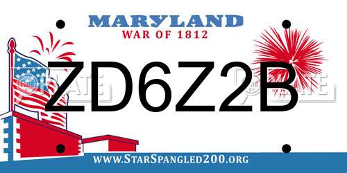 ZD6Z2B Maryland License Plate
