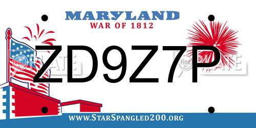 ZD9Z7P Maryland License Plate