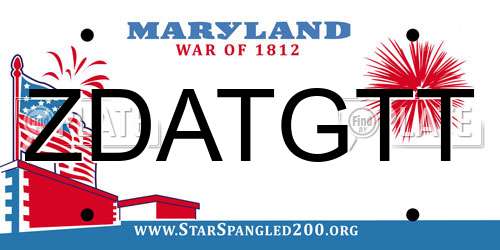 ZDATGTT Maryland License Plate