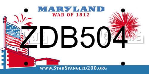 ZDB504 Maryland License Plate