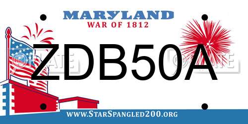 ZDB50A Maryland License Plate