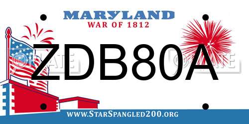 ZDB80A Maryland License Plate