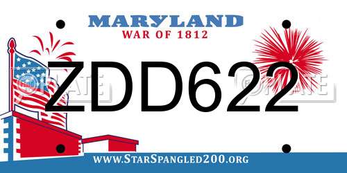 ZDD622 Maryland License Plate