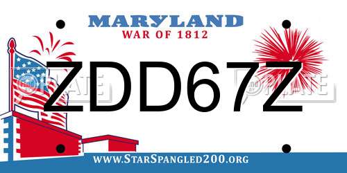 ZDD67Z Maryland License Plate