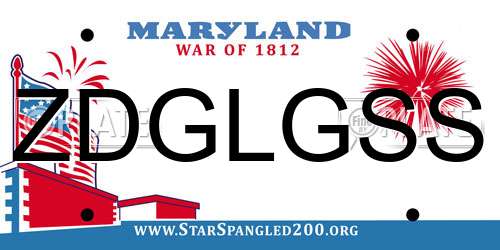 ZDGLGSS Maryland License Plate