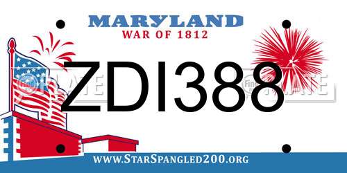 ZDI388 Maryland License Plate