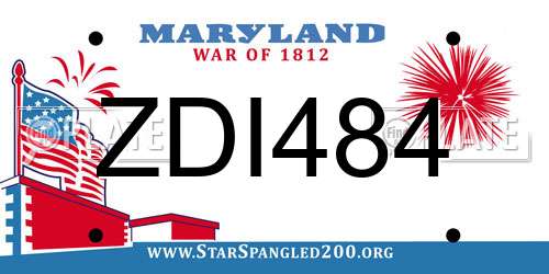 ZDI484 Maryland License Plate