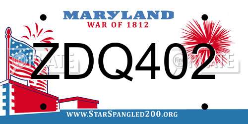 ZDQ402 Maryland License Plate