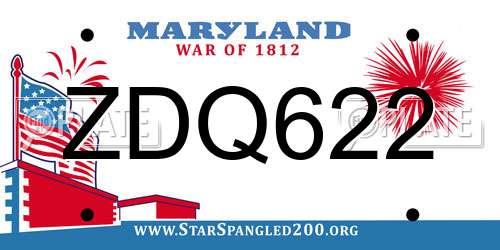ZDQ622 Maryland License Plate