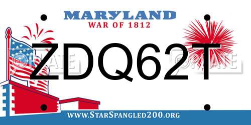 ZDQ62T Maryland License Plate