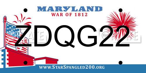 ZDQG22 Maryland License Plate