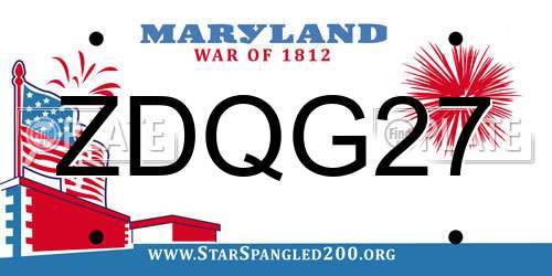 ZDQG27 Maryland License Plate
