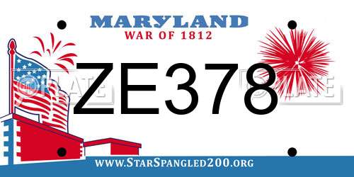ZE378 Maryland License Plate