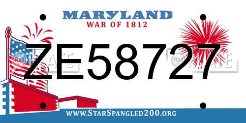 ZE58727 Maryland License Plate