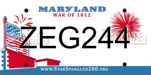 ZEG244 Maryland License Plate