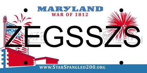 ZEGSSZS Maryland License Plate