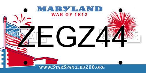 ZEGZ44 Maryland License Plate