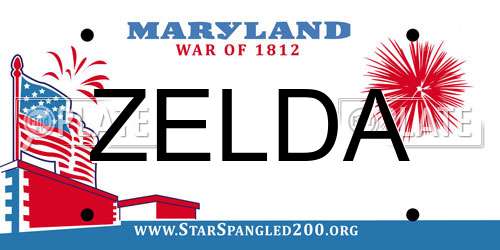 ZELDA Maryland License Plate