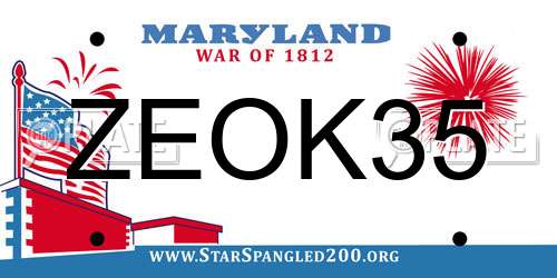 ZEOK35 Maryland License Plate