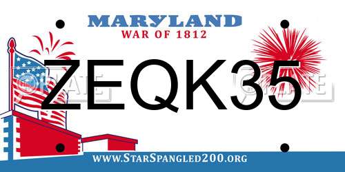 ZEQK35 Maryland License Plate