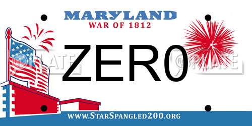 ZER0 Maryland License Plate