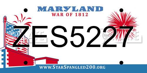ZES5227 Maryland License Plate