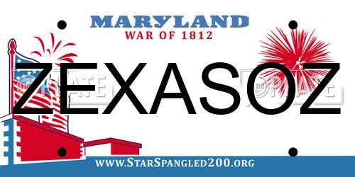 ZEXASOZ Maryland License Plate