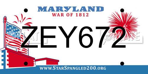 ZEY672 Maryland License Plate