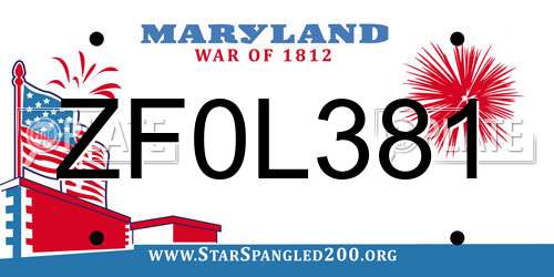 ZF0L381 Maryland License Plate