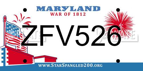 ZFV526 Maryland License Plate