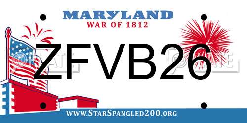 ZFVB26 Maryland License Plate