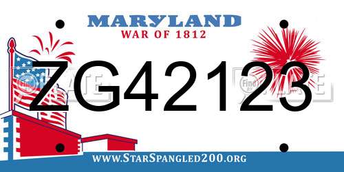 ZG42123 Maryland License Plate