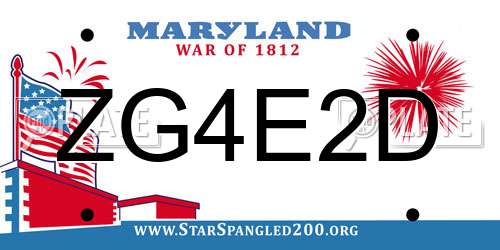 ZG4E2D Maryland License Plate
