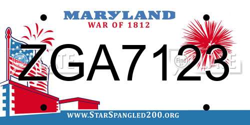 ZGA7123 Maryland License Plate