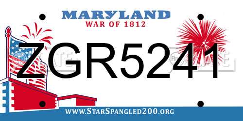 ZGR5241 Maryland License Plate