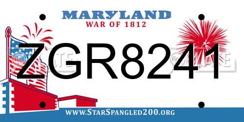ZGR8241 Maryland License Plate