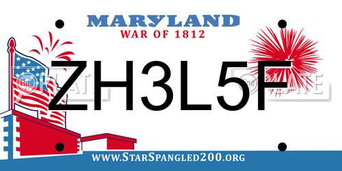 ZH3L5F Maryland License Plate