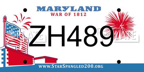 ZH489 Maryland License Plate