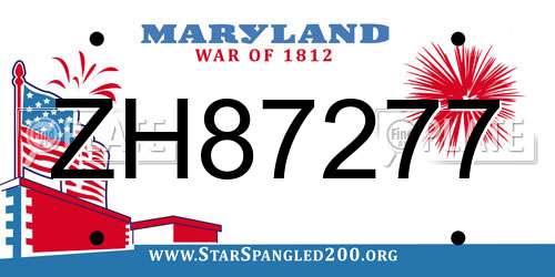 ZH87277 Maryland License Plate