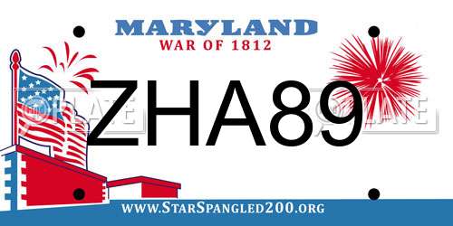 ZHA89 Maryland License Plate
