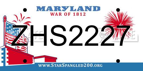 ZHS2227 Maryland License Plate