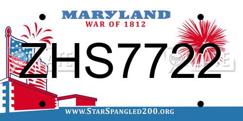 ZHS7722 Maryland License Plate