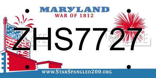 ZHS7727 Maryland License Plate